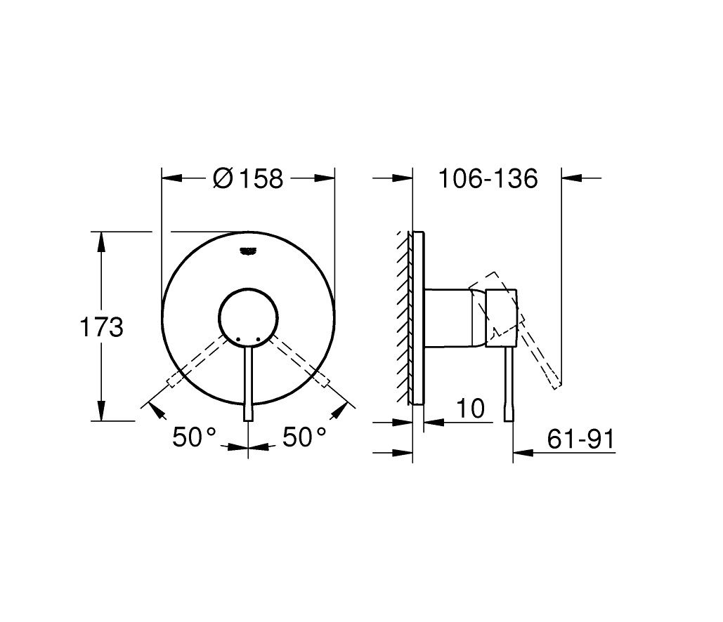 Grohe Profi Essence Jednopáková sprchová batéria, bez telesa, Cool Sunrise 24168GL1 - galéria #2
