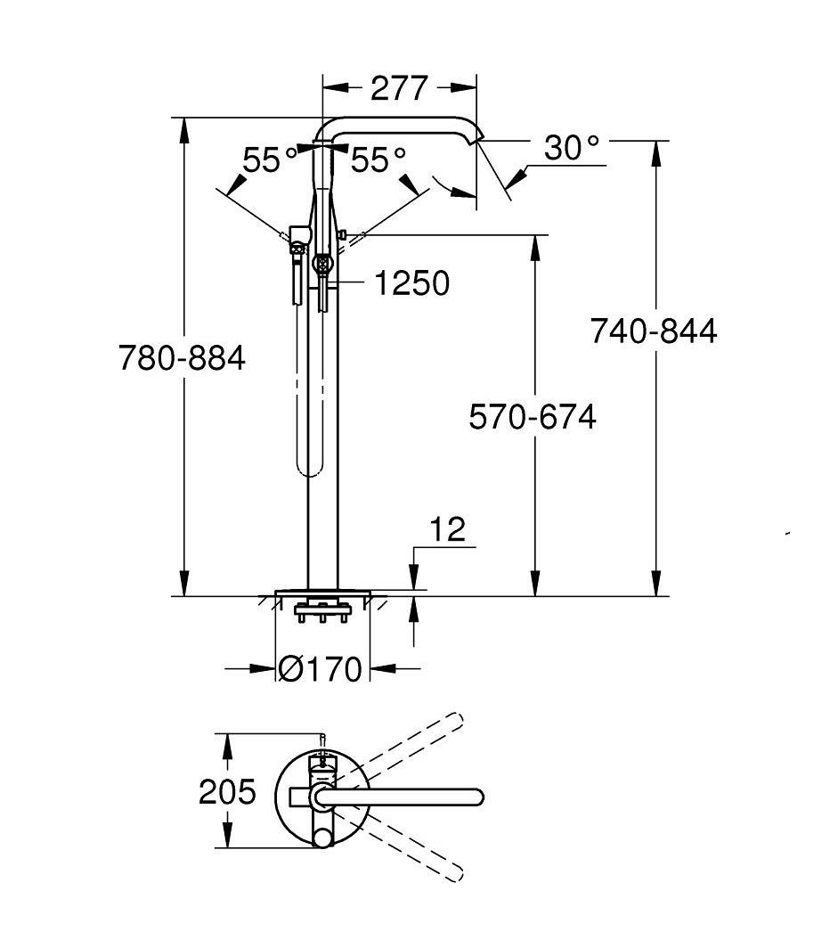Grohe Profi Essence Voľne stojaca vaňová batéria bez telesa, karta. Teplý západ slnka 25248DL1 - galéria #1