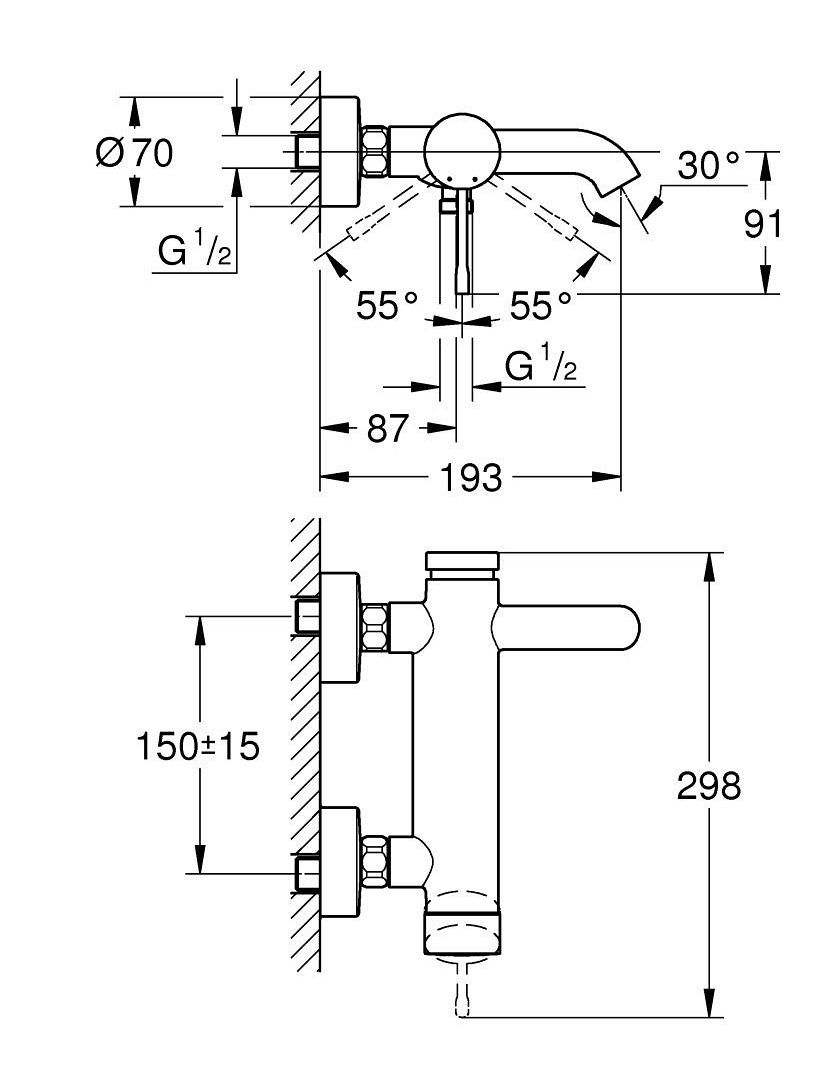 Vaňová batéria Grohe Profi Essence, kartáčovaná Teplý západ slnka 25250DL1 - galéria #1