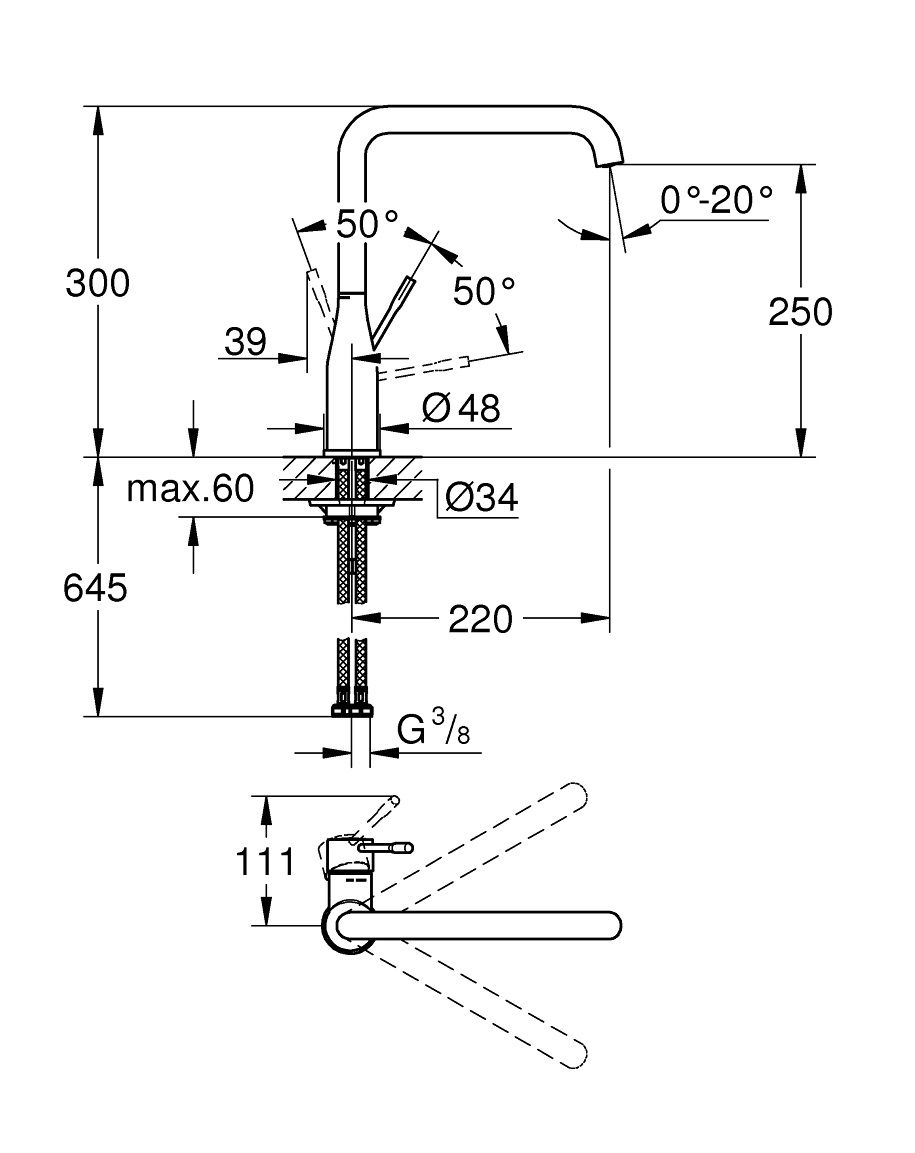 Drezová batéria Grohe Profi Essence, chróm 30505000 - galéria #2