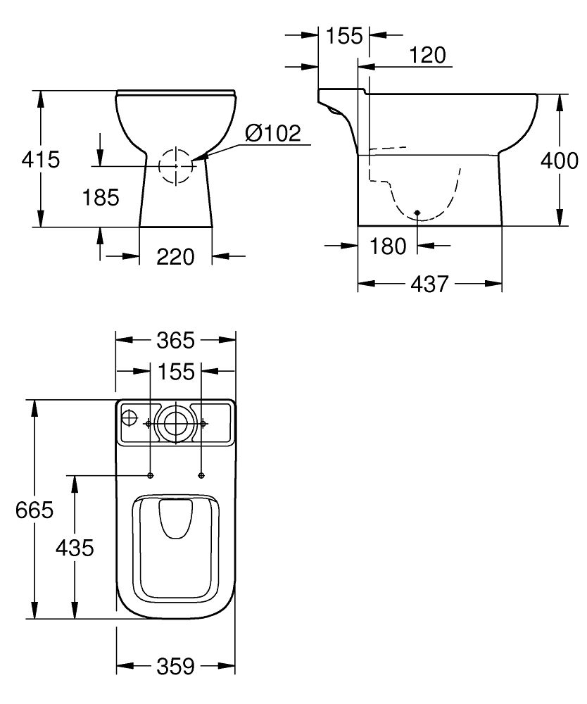 Grohe BauEdge WC kombi misa Rimless 3/5l, alpská biela 39811000 - galéria #3