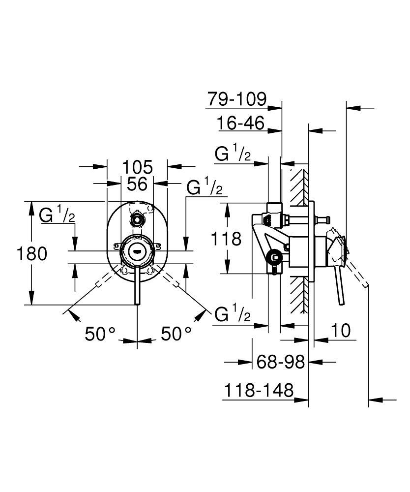 Grohe BauClassic Podomietková umývadlová batéria s prepínačom, chróm 29047000 - galéria #1
