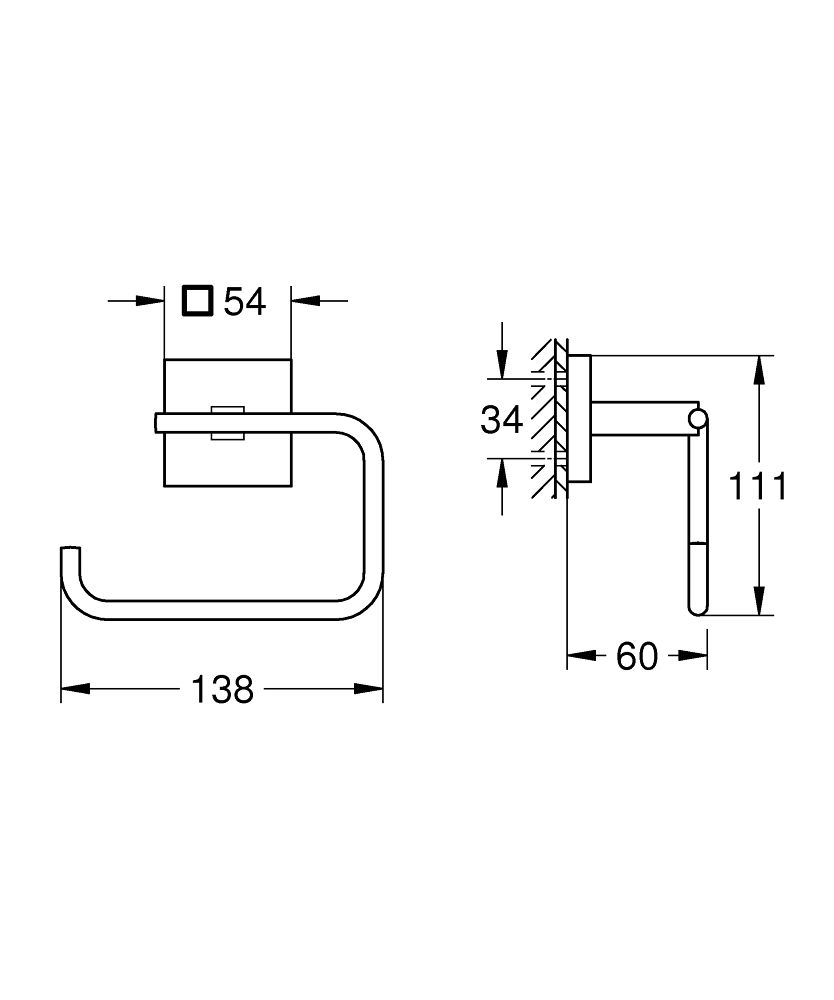 Grohe Start Cube Držiak toaletného papiera bez krytu, chróm 40978000 - galéria #2