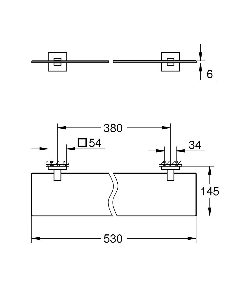 Grohe Start Cube sklenená polica 53 cm, Supersteel 41109DC0 - galéria #2