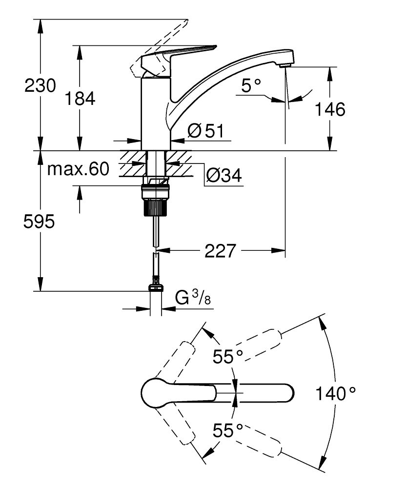 Umývadlová batéria Grohe Start, čierna matná 324412432 - galéria #4