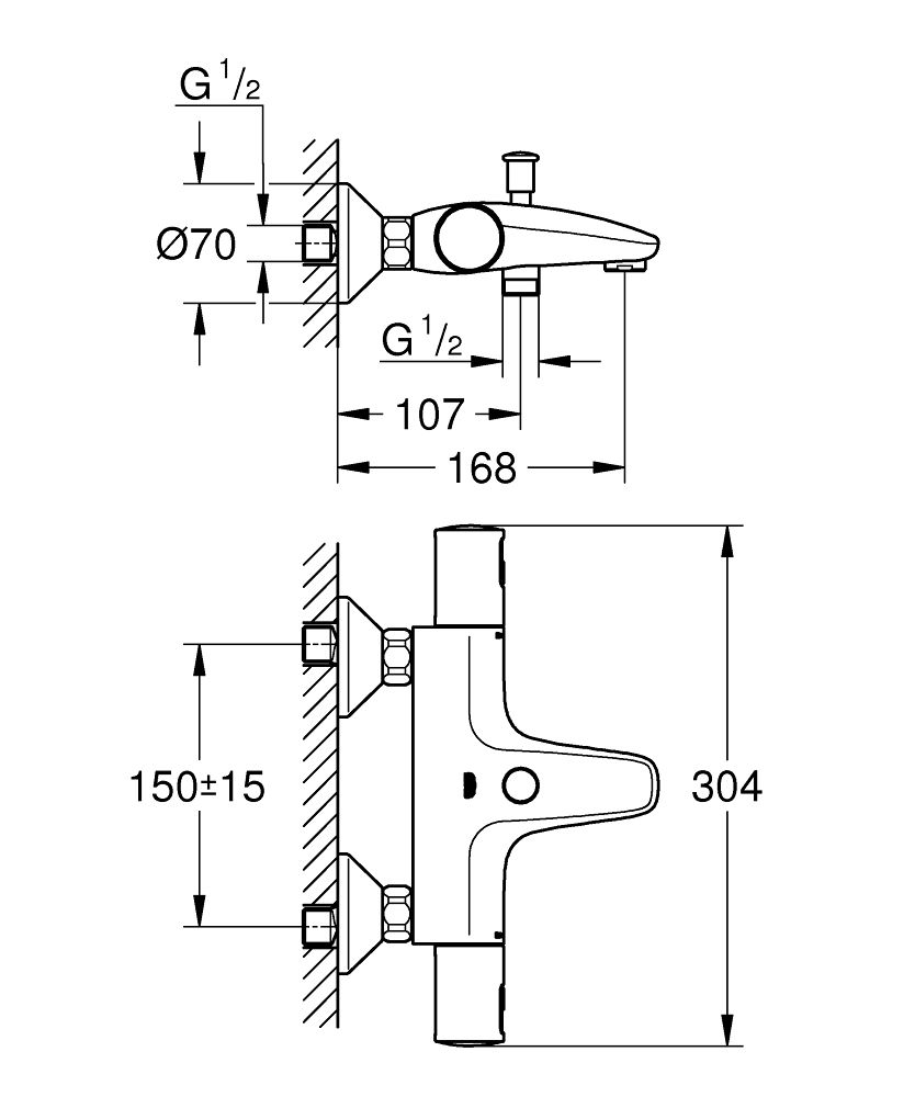 Vaňová termostatická batéria Grohe Precision Start, čierna matná 345982430 - galéria #2