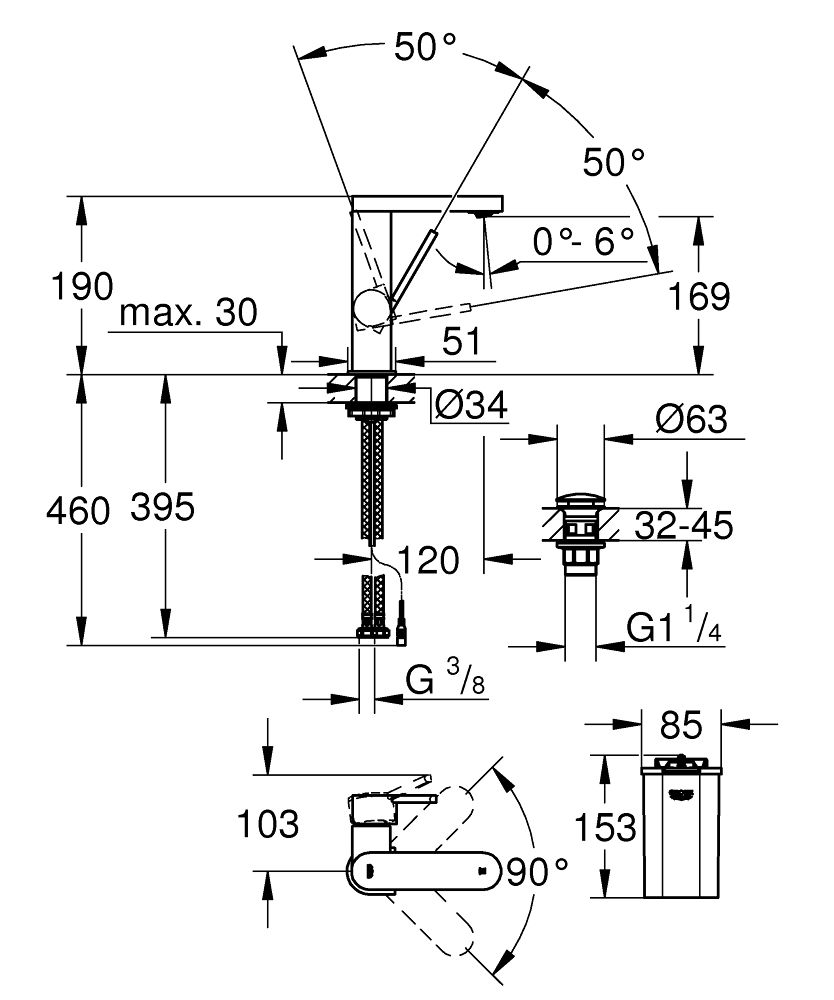 Grohe Plus Páková batéria s výpusťou, LED displejom, chróm 23958003 - galéria #1