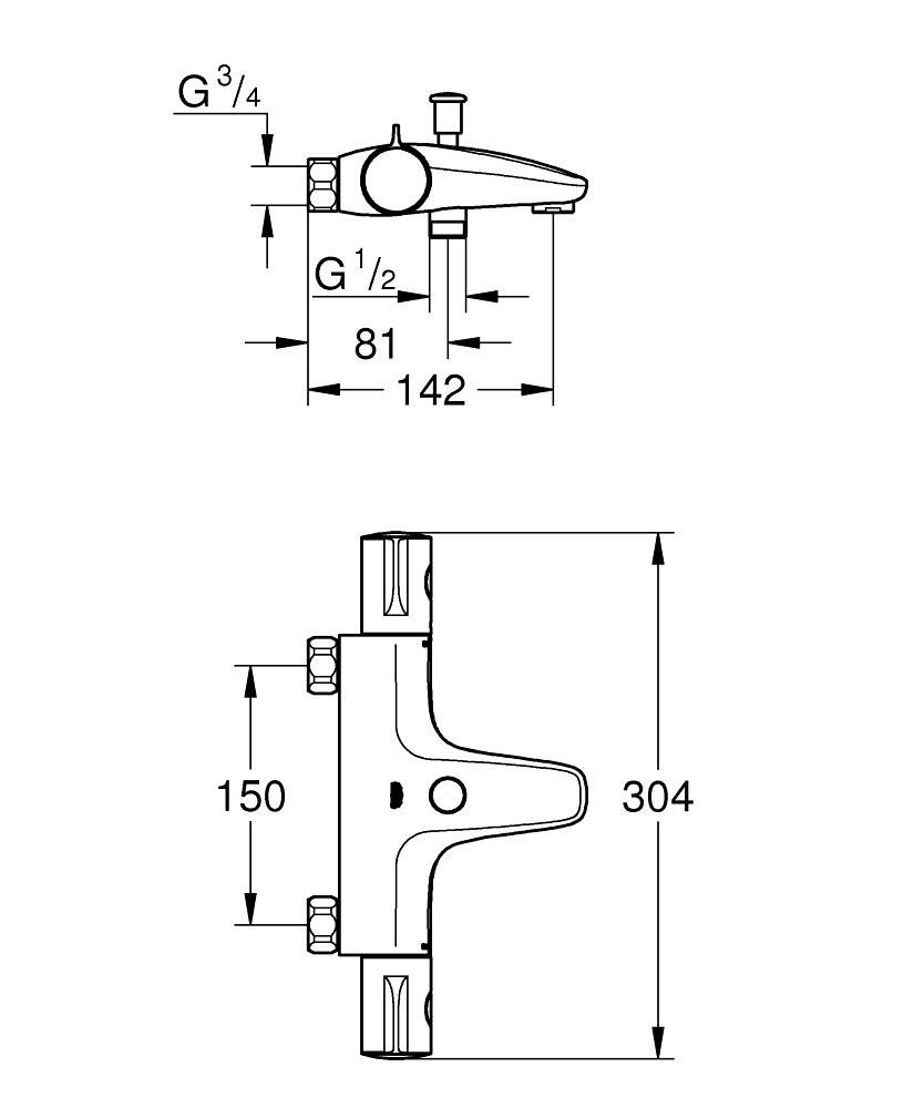 Grohe Grohtherm 800 Termostatická vaňová batéria, chróm 34756000 - galéria #1