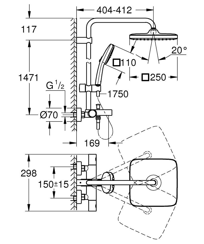Grohe Vitalio Comfort Sprchový systém Eco s vaňovou batériou, chróm 26984001 - galéria #3