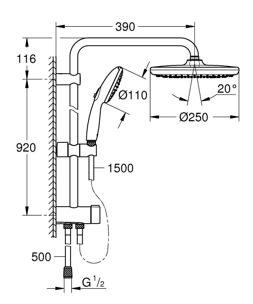 Grohe Vitalio Start Sprchový stĺp Eco 103,6 cm s prepínačom, chróm 26989001 - galéria #3