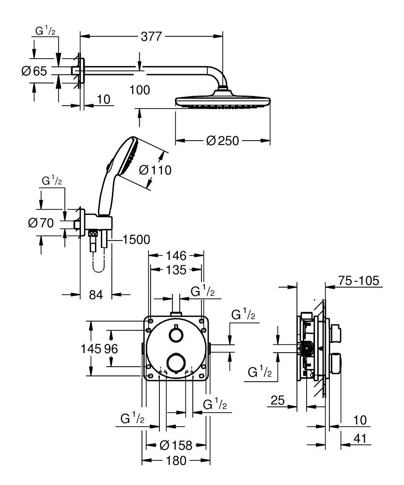Namáčací systém Grohe Precision Thermostat s termostatickou batériou, chróm 34883000 - galéria #2
