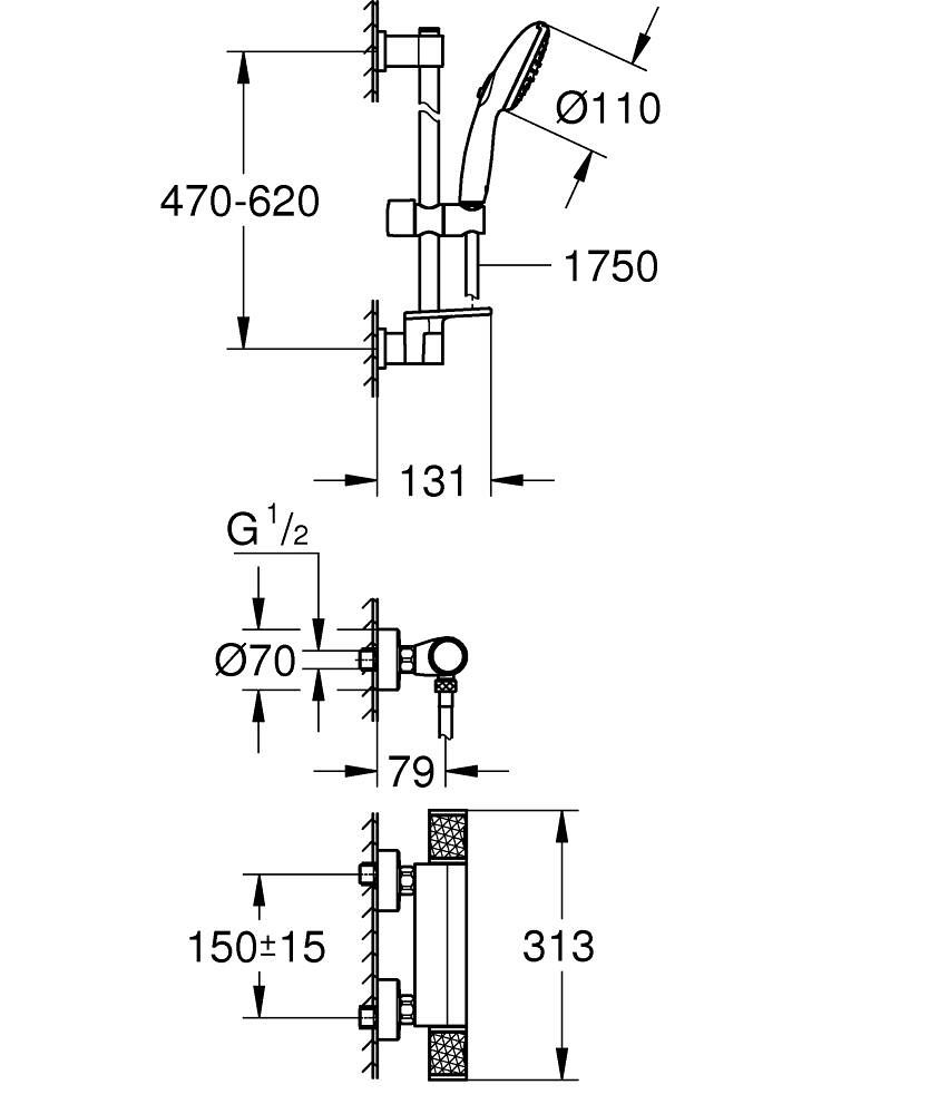 Sprchová súprava Grohe Precision Feel s termostatickou batériou, chróm 34791001 - galéria #2
