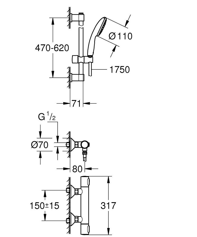 Sprchová súprava Grohe Precision Flow s termostatickou batériou, chróm 34800001 - galéria #3