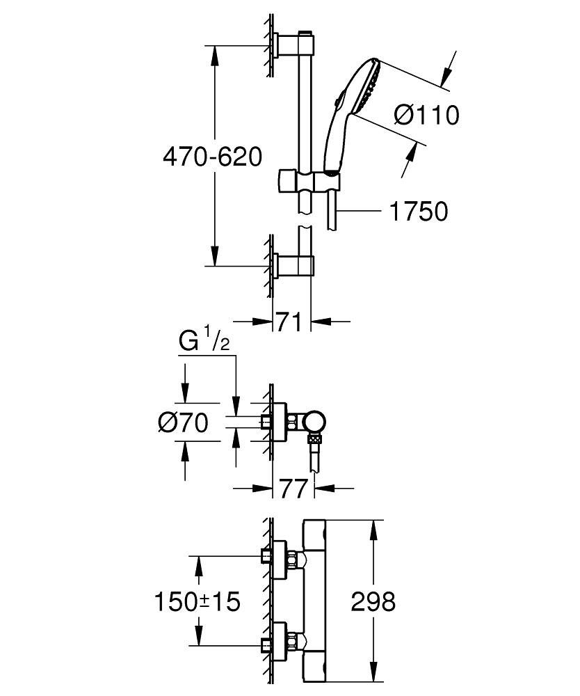 Grohe Precision Get Sprchová súprava s termostatickou batériou, chróm 34856000 - galéria #1
