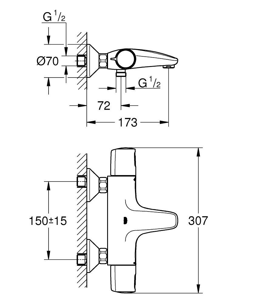 Termostatická vaňová batéria Grohe Precision Trend, čierna matná 1022162432 - galéria #2