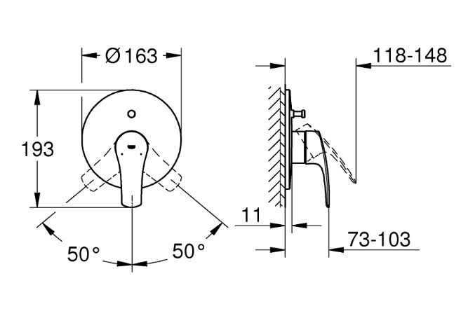 Grohe Professional Eurosmart Podomítková baterie s přepínačem, černá matná 194502433 - galéria #3