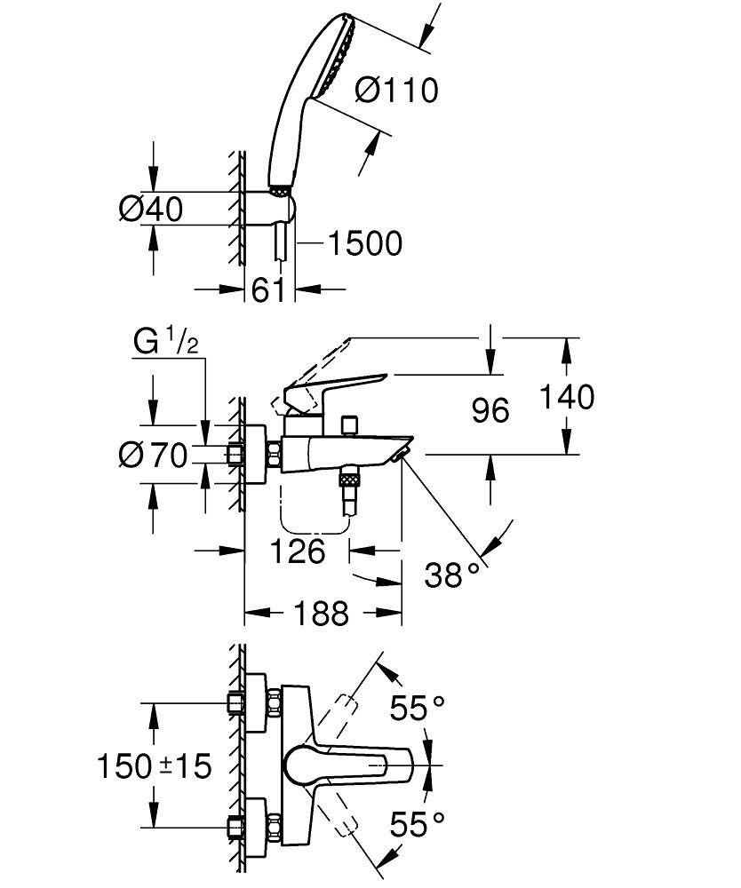 Grohe Professional Eurosmart Vaňová batéria so setom, chrom 25276003 - galéria #1