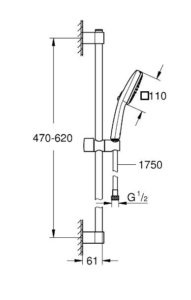Grohe Profi Tempesta Cube 110 sprchový set 2jet 60 cm, chróm 26904003 - galéria #1