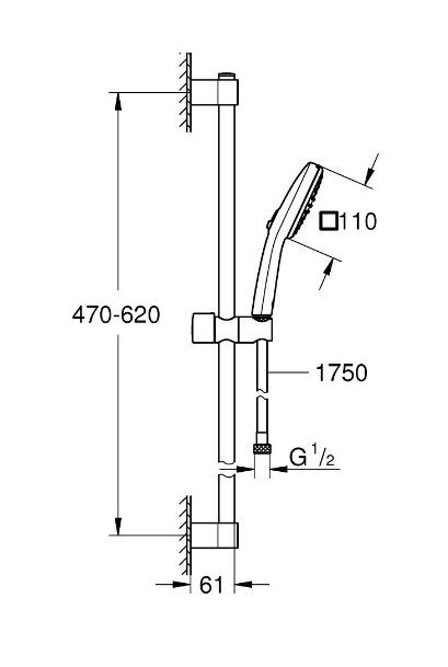 Grohe Profi Tempesta Cube 110 sprchový set 2jet 60 cm, chróm 2757830E - galéria #1