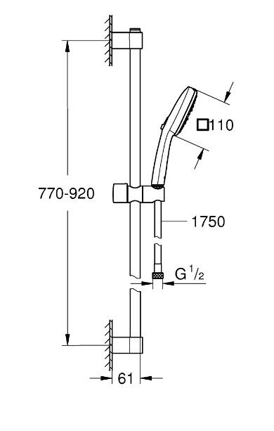 Grohe Profi Tempesta Cube 110 sprchový set 3jet 90 cm, chróm 27789003 - galéria #1