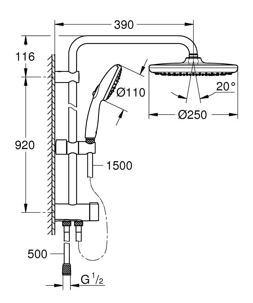 Sprchový systém Grohe Profi Tempesta s prepínačom, chróm 26675001 - galéria #4