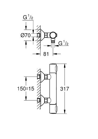 Grohe Profi Grohtherm 500 Termostatická sprchová batéria, čierna matná 347932430 - galéria #1