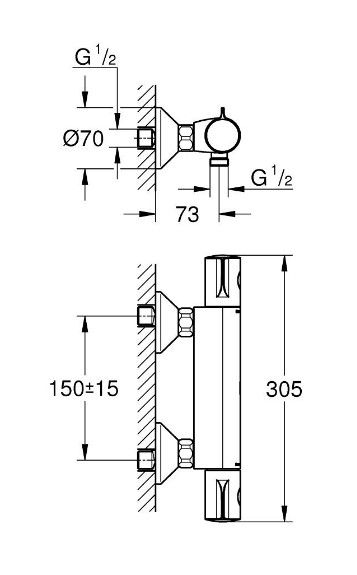 Grohe Profi Grohtherm 800 Termostatická sprchová batéria, čierna matná 1022022430 - galéria #1