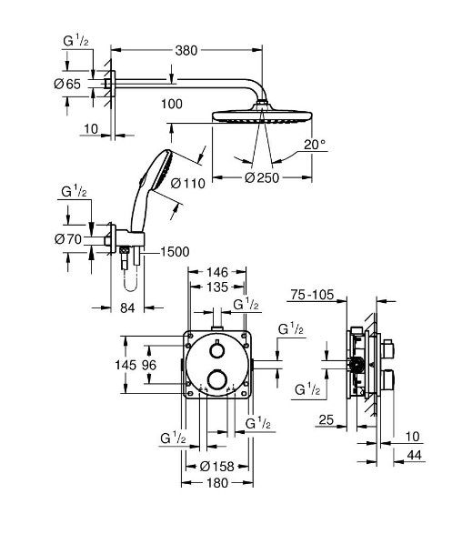 Sprchový systém Grohe Profi Grohtherm Soaker, chróm 34872000 - galéria #1
