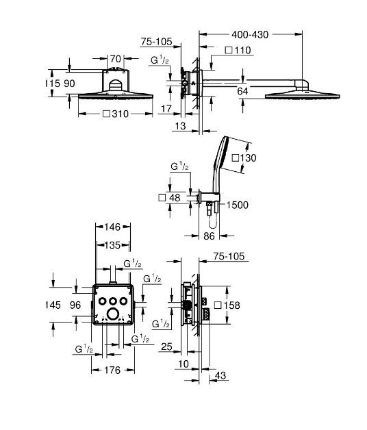 Sprchový systém Grohe Profi Grohtherm Smartcontrol Socket, chróm 34864000 - galéria #3