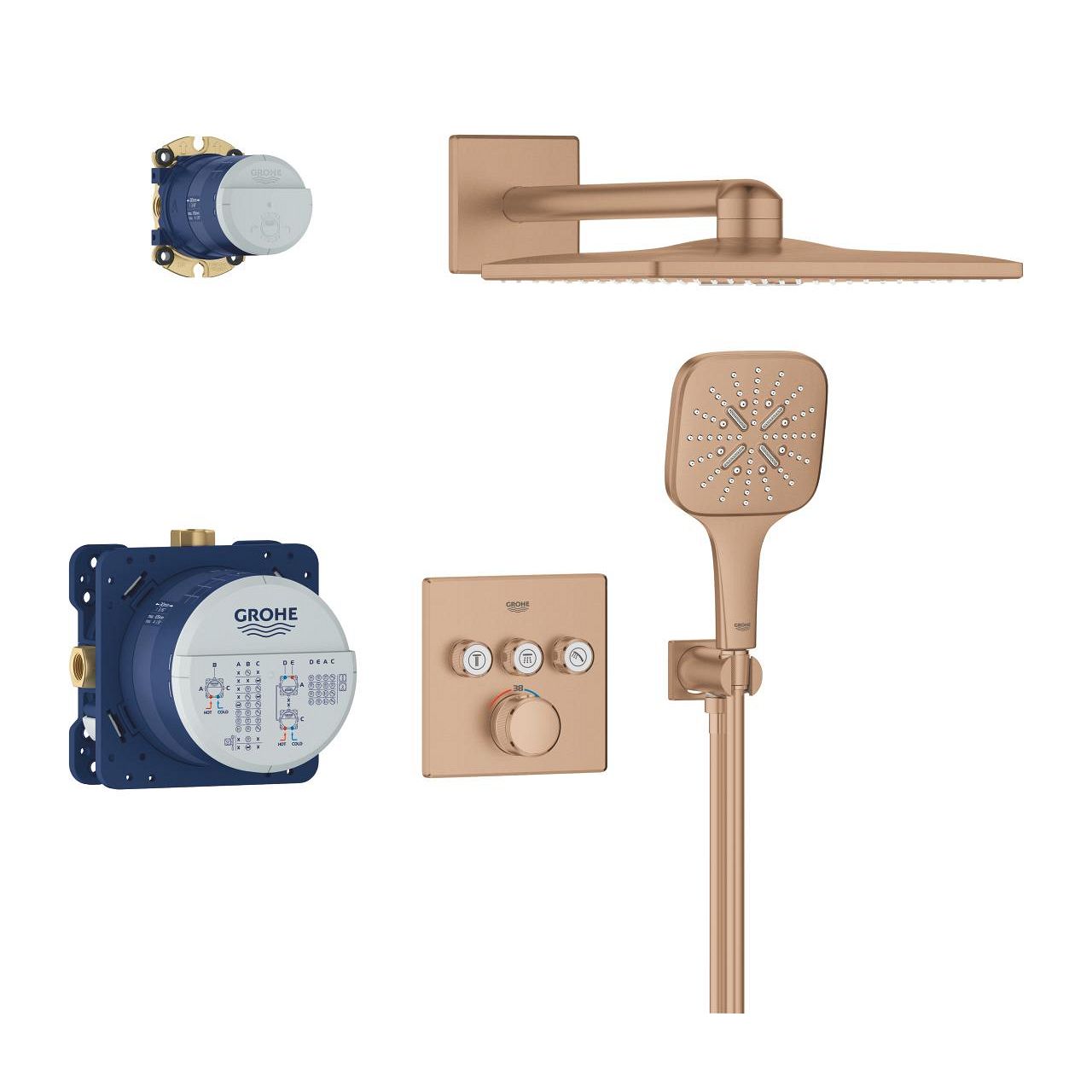 Grohe Profi Grohtherm Smartcontrol Podomietkový sprchový systém, kartáčovaný teplý západ slnka 34864DL0 - galéria #2