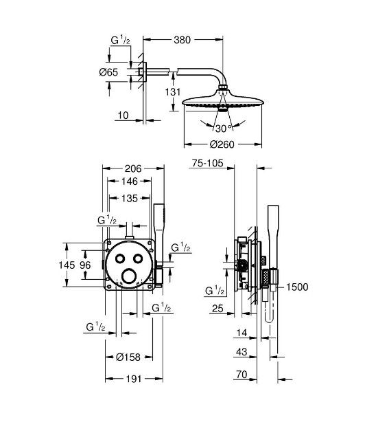 Sprchový systém Grohe Profi Grohtherm Smartcontrol Socket, chróm 34867000 - galéria #1