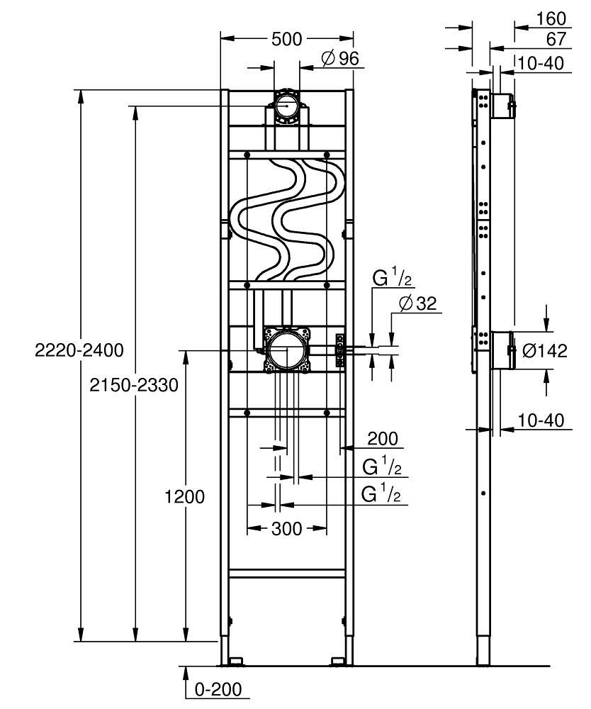Grohe Profi Rapido Rám na inštaláciu skrytého sprchového systému, 2 trysky, 1039949990 - galéria #7
