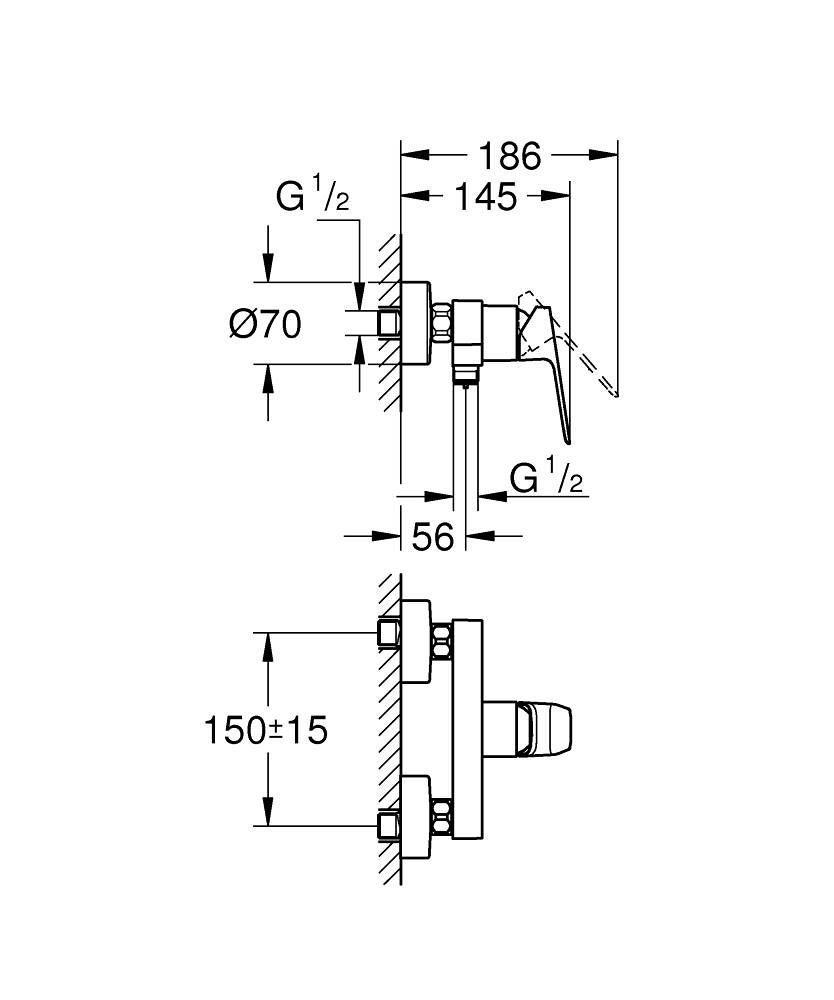 Grohe Profi Cubeo sprchová nástenná batéria, chróm 1018240000 - galéria #3