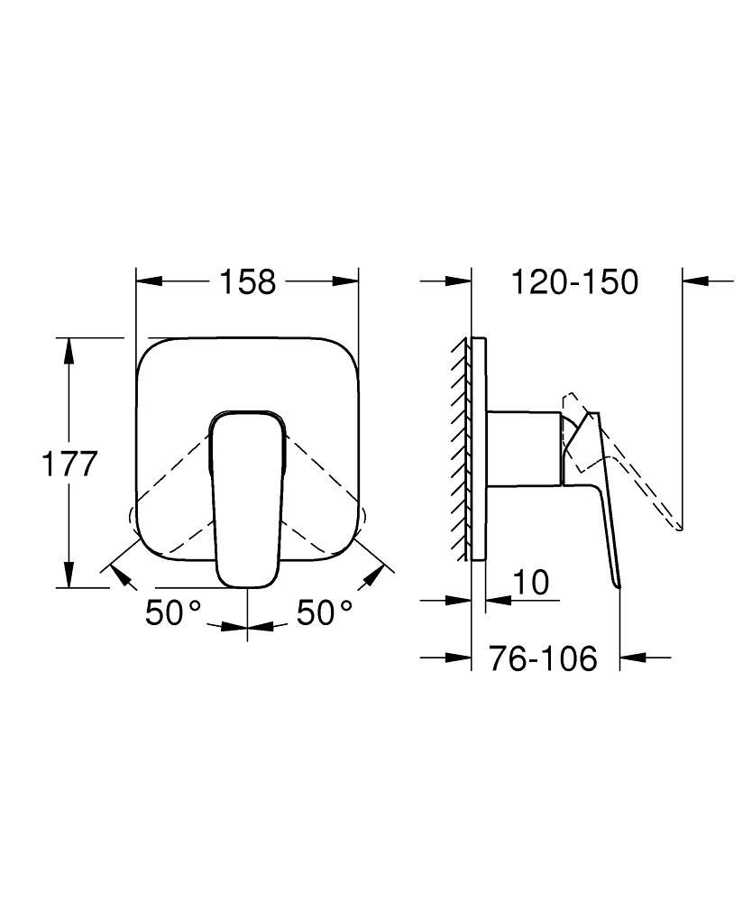 Grohe Profi Cubeo zásuvková sprchová batéria + hlavová sprcha, matná čierna 1053342430 - galéria #3