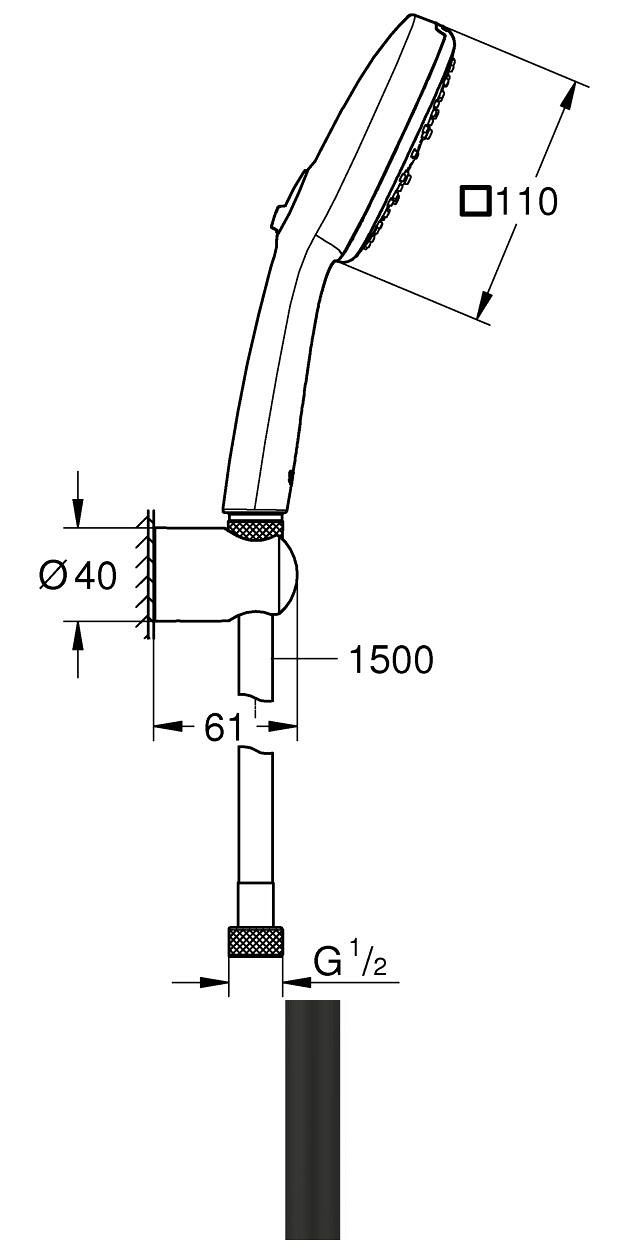 Grohe Tempesta Cube 110 Vaňová sada 3jet, čierna 275882433 - galéria #3