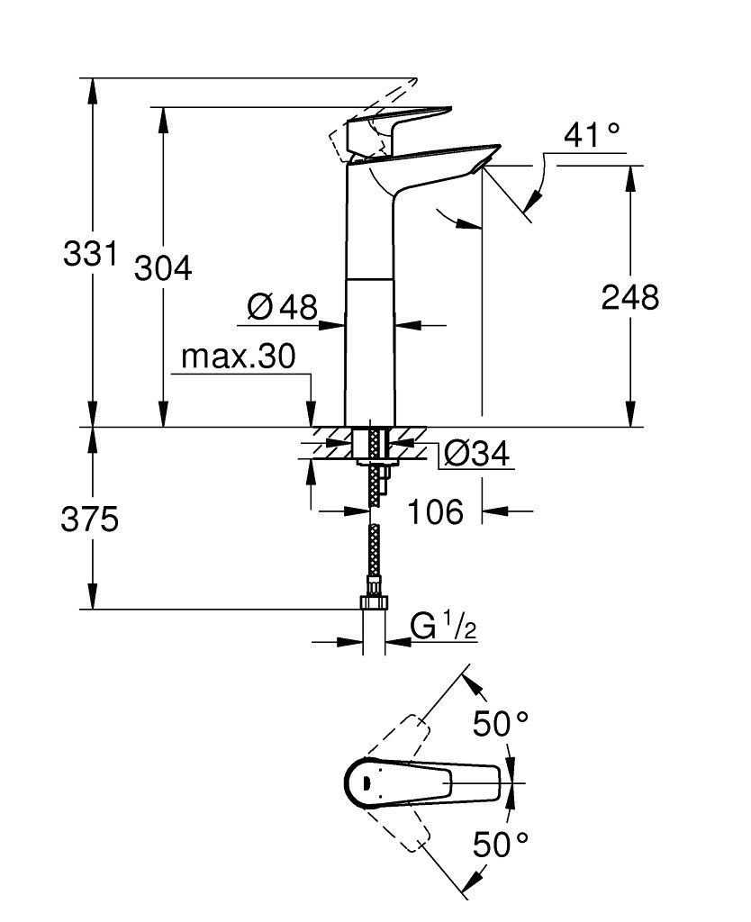 Grohe Professional BauEdge Umývadlová batéria, chróm 23910001 - galéria #4