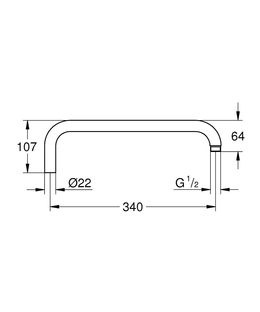 Grohe Rainshower Sprchové rameno 34 cm pre sprchové systémy, chróm 14014000 - galéria #1