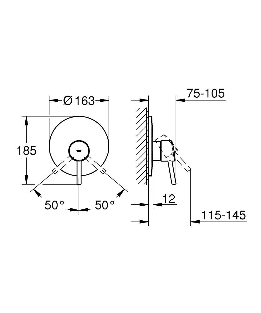 Grohe Concetto New Podomítková sprchová baterie, chrom 19345001 - galéria #1
