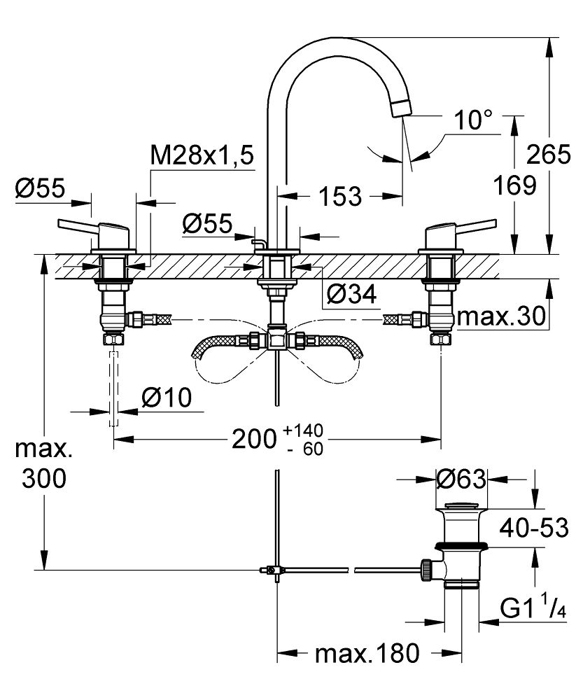 Trojotvorová umývadlová batéria Grohe Concetto, DN 15, veľkosť L 20216001 - galéria #1