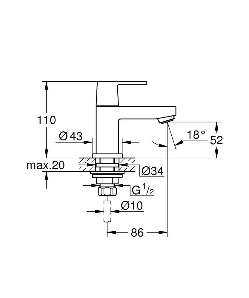 Stojací ventil Grohe Eurocube, chróm 23137000 - galéria #1