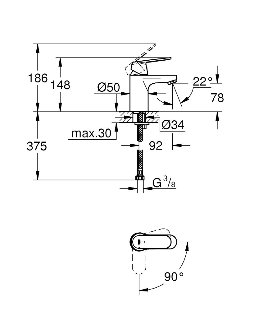 Grohe Eurosmart Cosmopolitan umývadlová batéria 2337600E - galéria #1