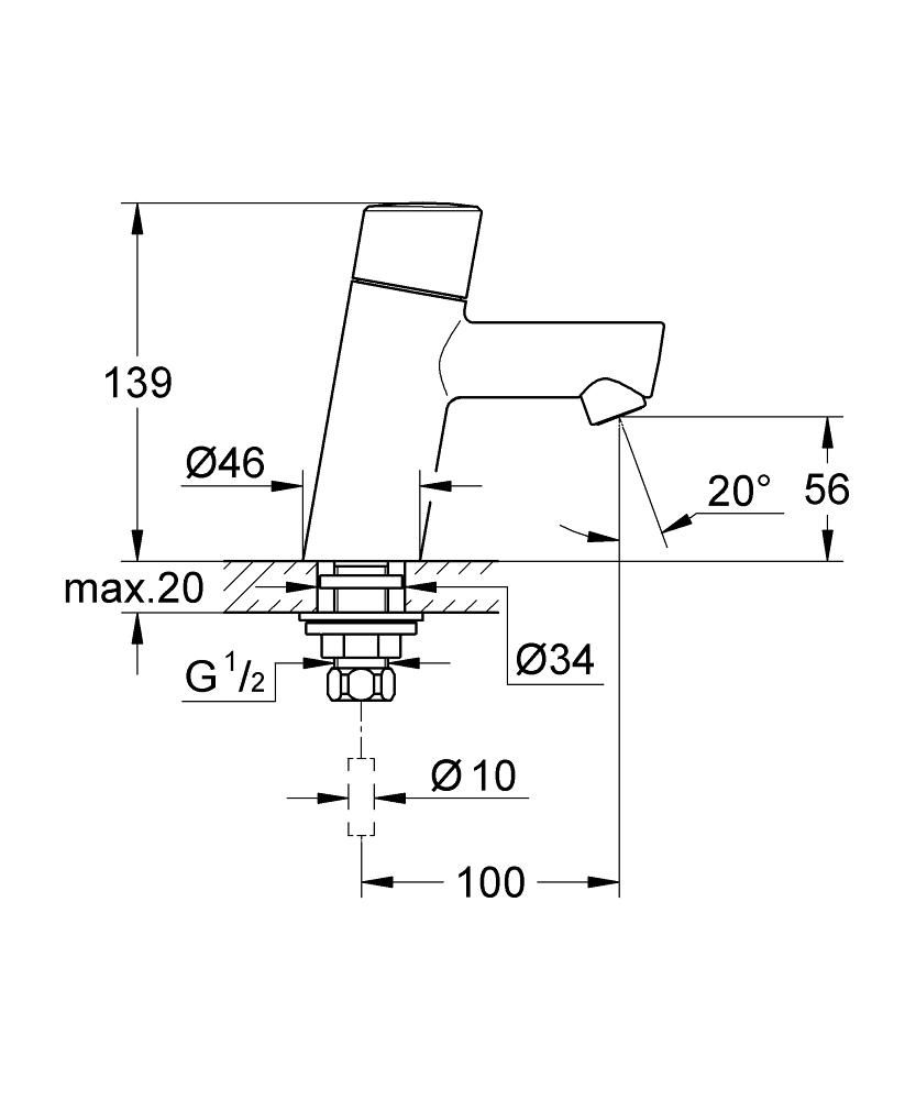 Stojací ventil Grohe Concetto veľkosť XS 32207001 - galéria #1
