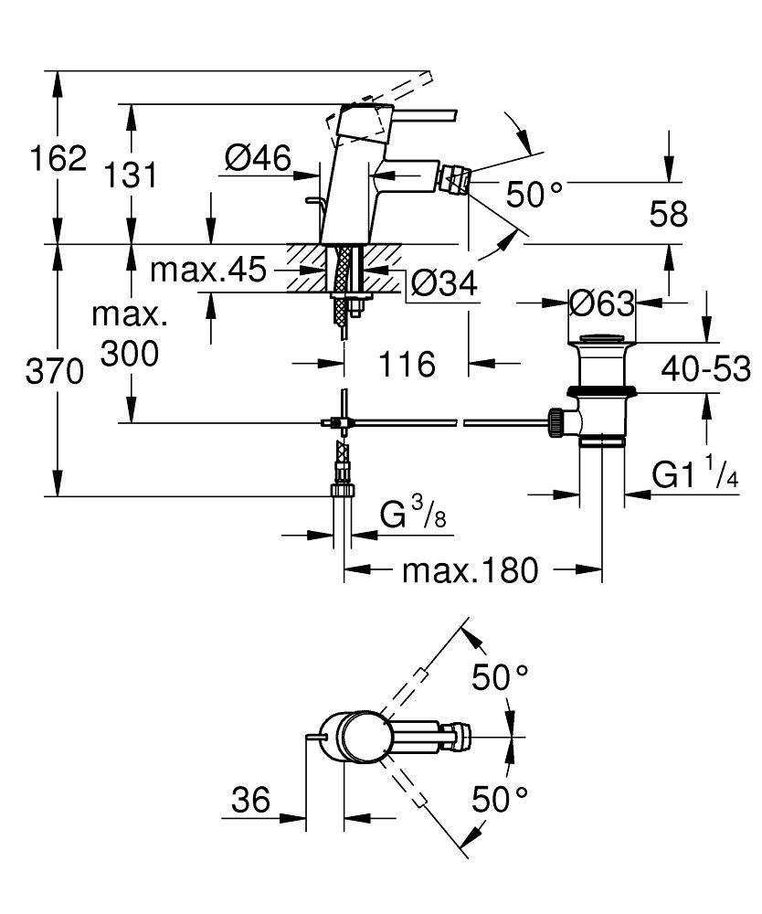 Bidetová batéria Grohe Concetto 32208001 - galéria #1