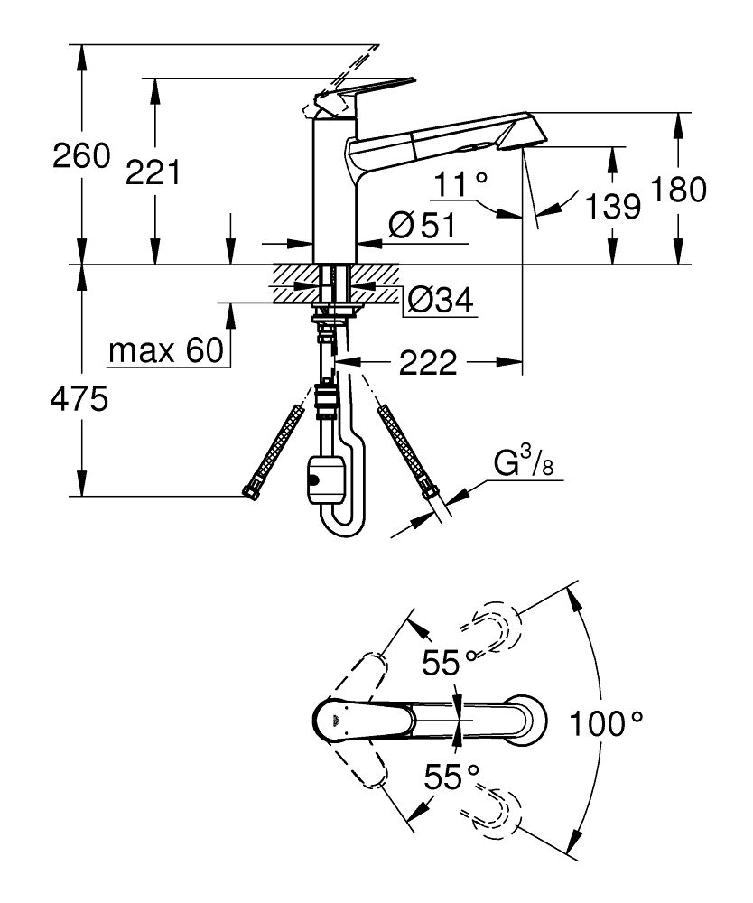 Grohe Jednopáková umývadlová batéria, DN 15 32257002 - galéria #1