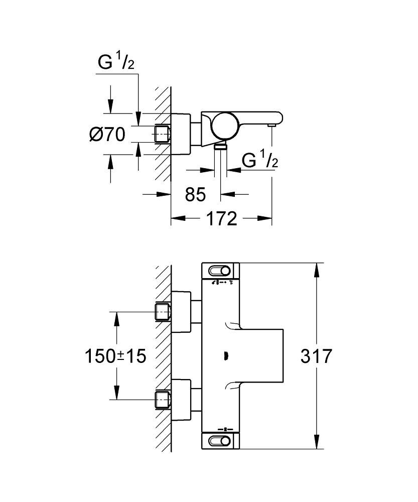 Grohe Grohtherm 2000 Termostatická vaňová batéria 34174001 - galéria #1