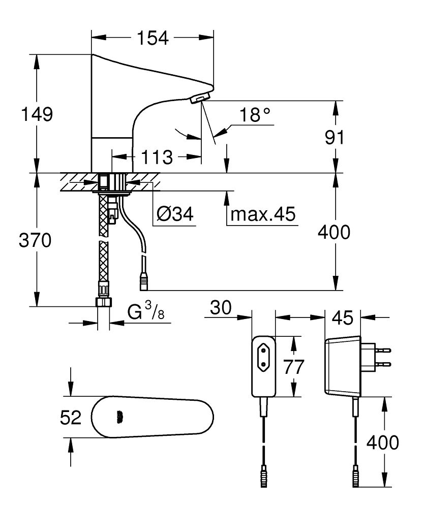 Elektronická batéria Grohe Europlus E Infrared G36016001 - galéria #1