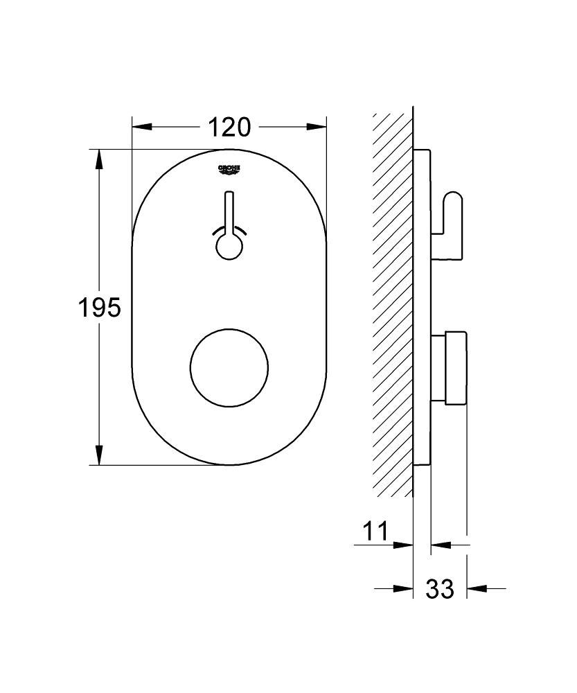 Grohe Eurosmart Cosmopolitan T Samozatváracia sprchová batéria so zmiešavačom a nastaviteľným obmedzovačom teploty, chróm 36321000 - galéria #1