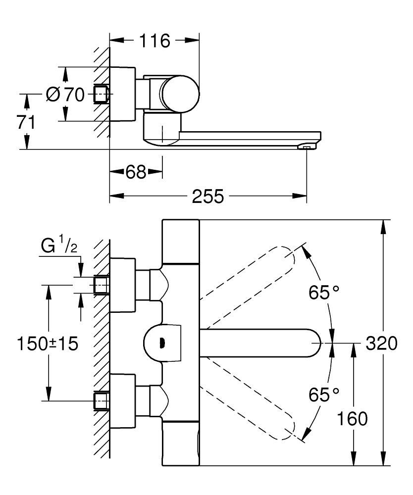 Grohe Eurosmart Cosmopolitan E Infračervená nástenná elektronická umývadlová batéria s termostatickou reguláciou teploty, chróm 36333000 - galéria #1