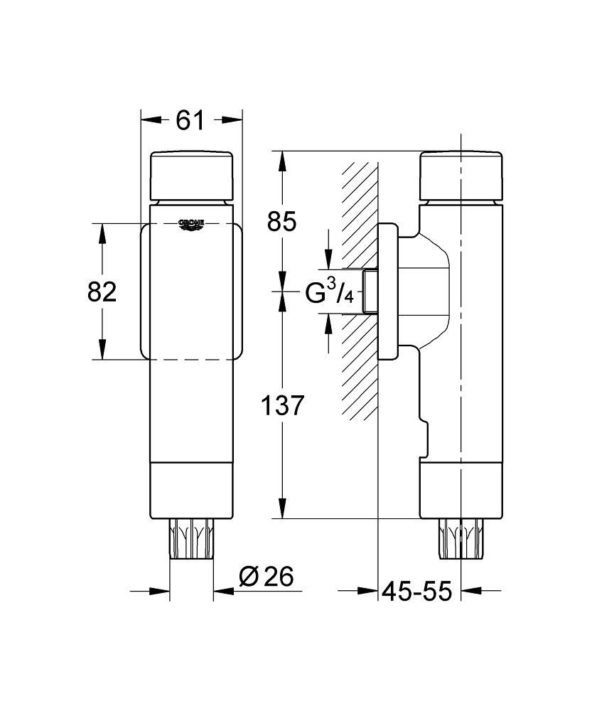 Tlakový splachovač Grohe 37347000 - galéria #1