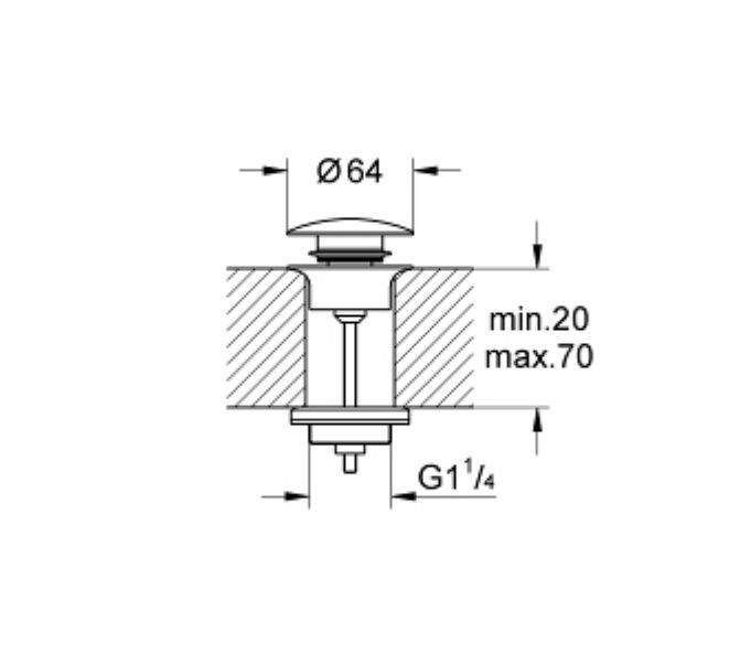 Grohe Umývadlová zásuvka so zásuvným krytom G1 1/4, chróm 65807000 - galéria #2